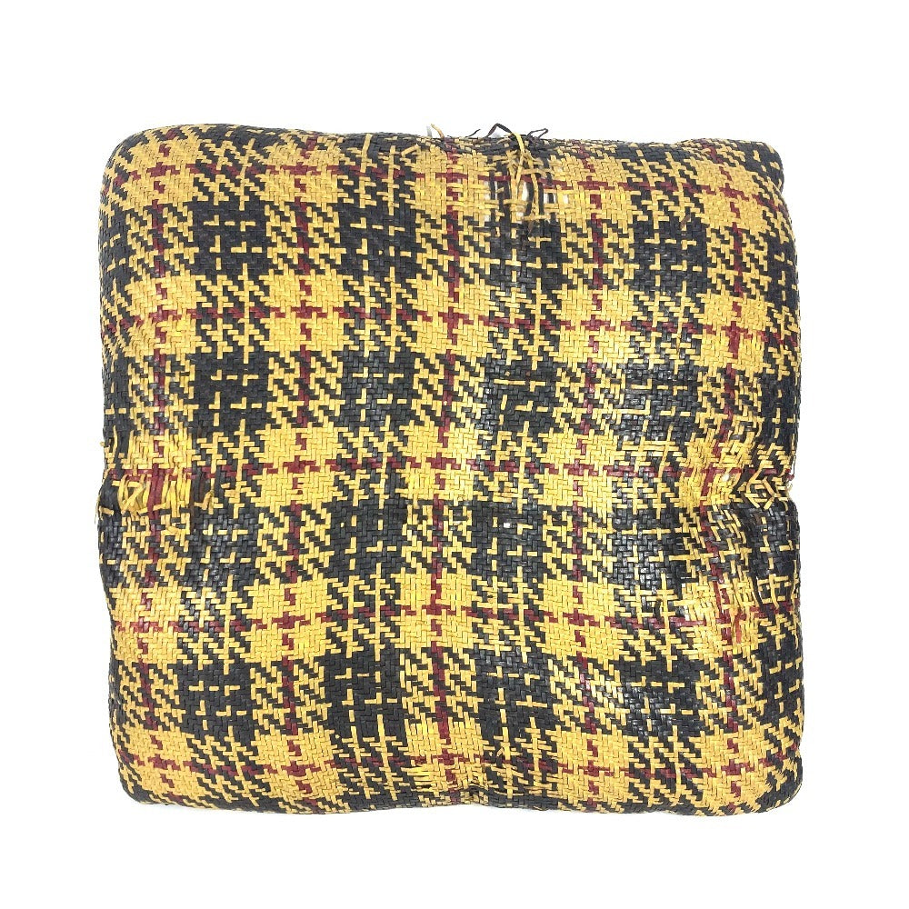 HERMES Check Braid pillow pillow interior cushion Leather yellow Used