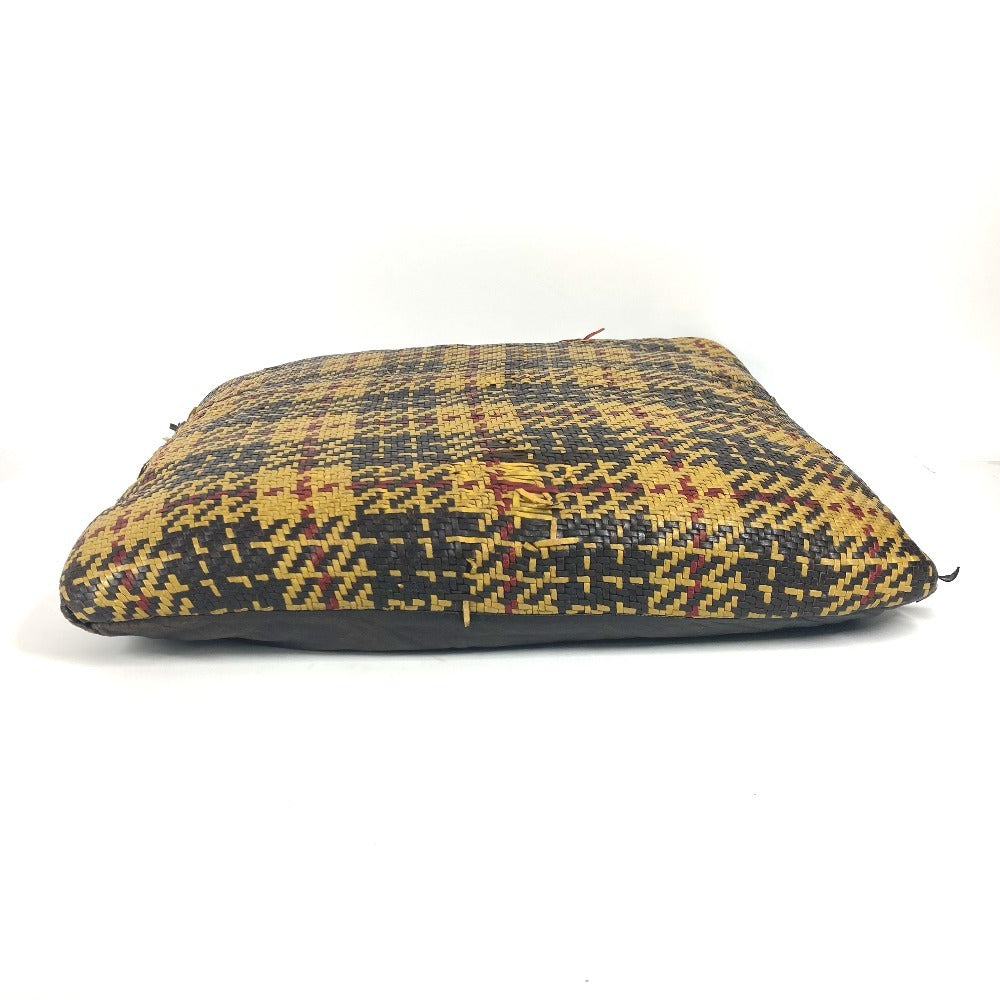 HERMES Check Braid pillow pillow interior cushion Leather yellow Used
