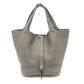 HERMES Picotin Lock MM Picotin MM Silver Hardware Bag Handbag Taurillon Clemence Leather Women's Etoupe Grey