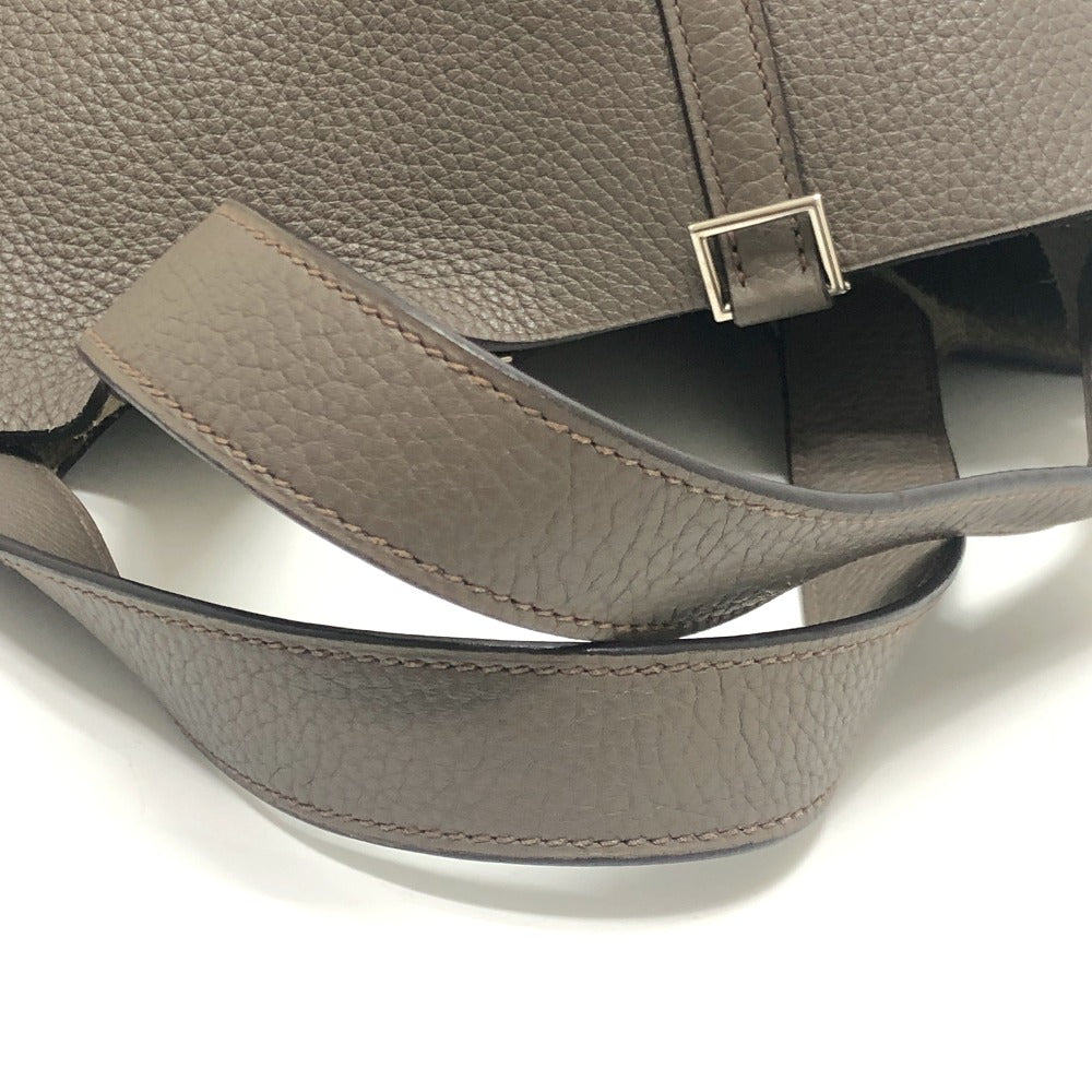HERMES Picotin Lock MM Picotin MM Silver Hardware Bag Handbag Taurillon Clemence Leather Women's Etoupe Grey