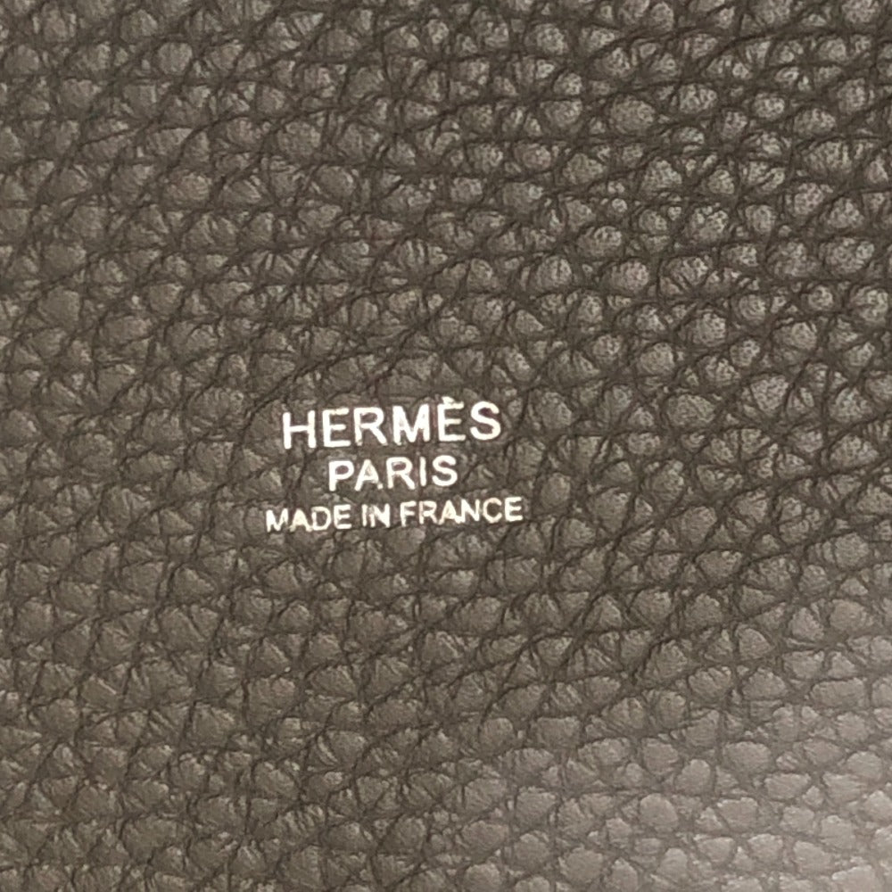 HERMES Picotin Lock MM Picotin MM Silver Hardware Bag Handbag Taurillon Clemence Leather Women's Etoupe Grey