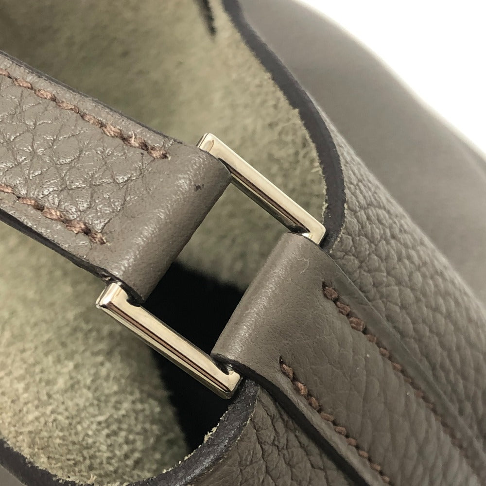 HERMES Picotin Lock MM Picotin MM Silver Hardware Bag Handbag Taurillon Clemence Leather Women's Etoupe Grey