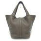 HERMES Picotin Lock MM Picotin MM Silver Hardware Bag Handbag Taurillon Clemence Leather Women's Etoupe Grey