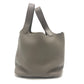 HERMES Picotin Lock MM Picotin MM Silver Hardware Bag Handbag Taurillon Clemence Leather Women's Etoupe Grey