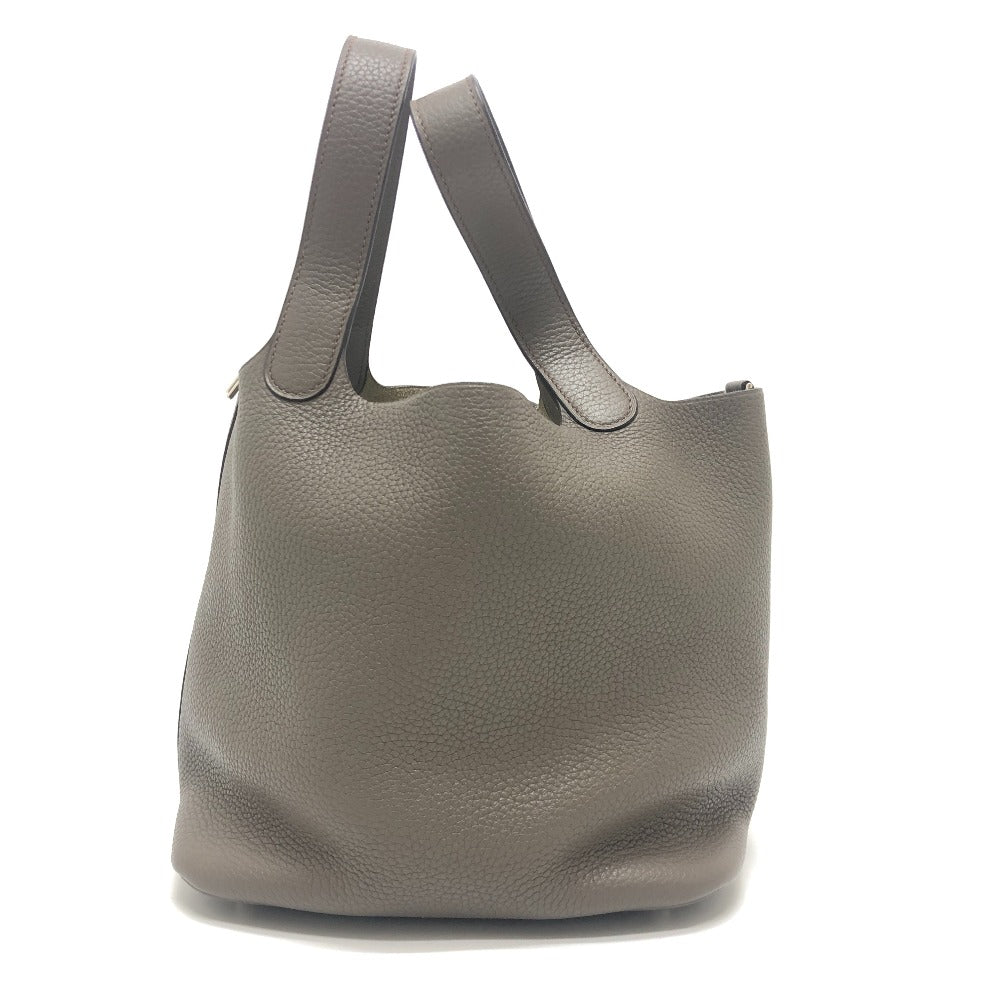 HERMES Picotin Lock MM Picotin MM Silver Hardware Bag Handbag Taurillon Clemence Leather Women's Etoupe Grey