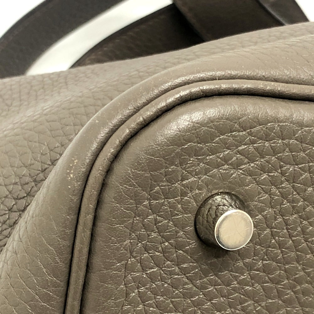 HERMES Picotin Lock MM Picotin MM Silver Hardware Bag Handbag Taurillon Clemence Leather Women's Etoupe Grey