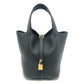 HERMES Picotin Lock PM Handbag in Taurillon Clemence Leather with K Stamp and Gold Hardware, Black