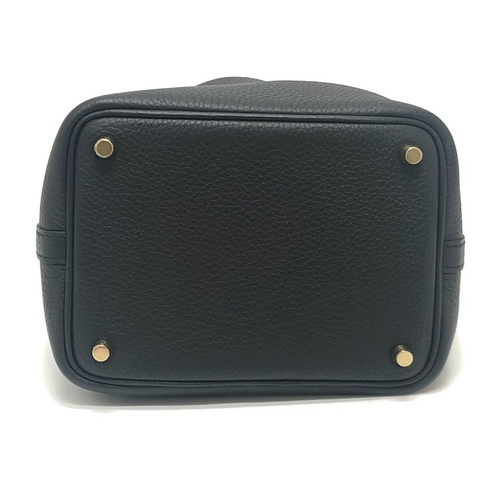 HERMES Picotin Lock PM Handbag in Taurillon Clemence Leather with K Stamp and Gold Hardware, Black