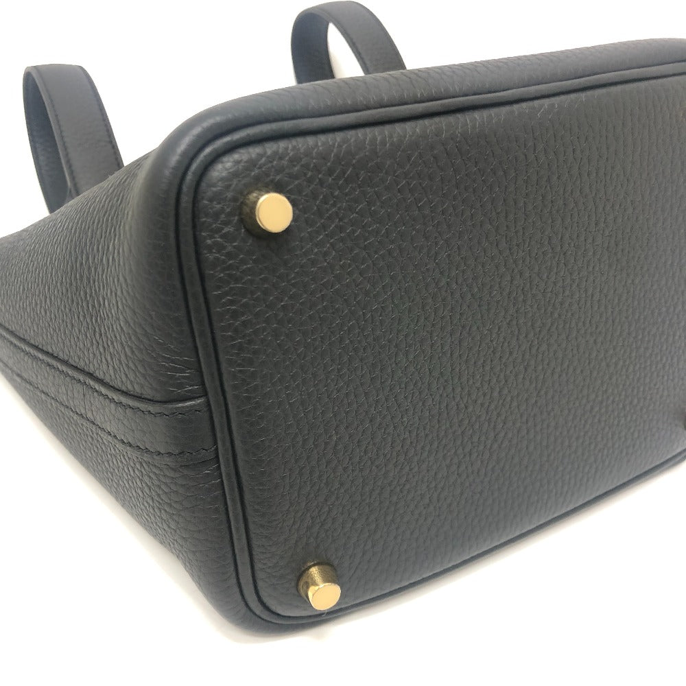 HERMES Picotin Lock PM Handbag in Taurillon Clemence Leather with K Stamp and Gold Hardware, Black