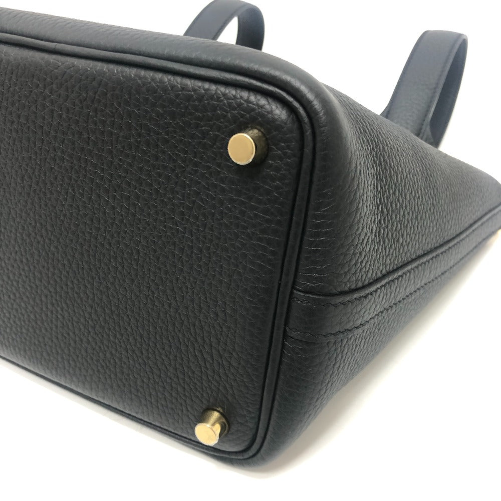 HERMES Picotin Lock PM Handbag in Taurillon Clemence Leather with K Stamp and Gold Hardware, Black