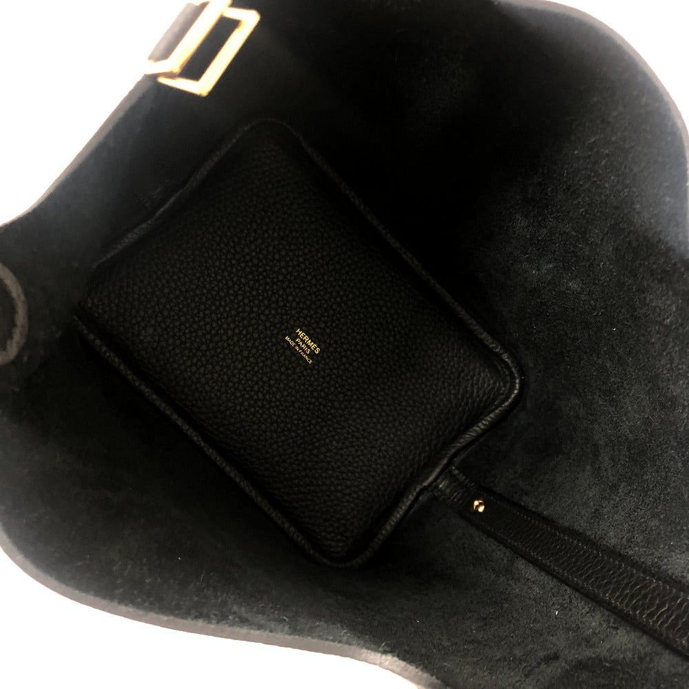 HERMES Picotin Lock PM Handbag in Taurillon Clemence Leather with K Stamp and Gold Hardware, Black