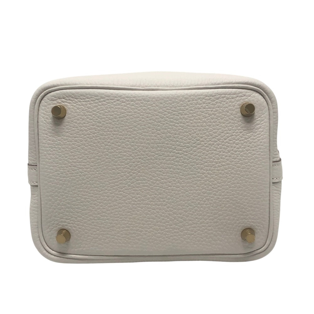 HERMES Picotin Rock PM 18 Picotin PM GoldHardware Bag Hand Bag Taurillon Clemence Beton White Used