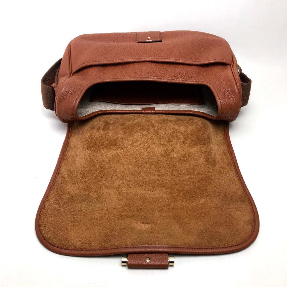 HERMES Boullang Shoulder Bag, Taurillon Clemence Leather, Brown, Women's