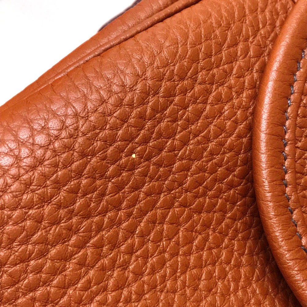 HERMES Boullang Shoulder Bag, Taurillon Clemence Leather, Brown, Women's