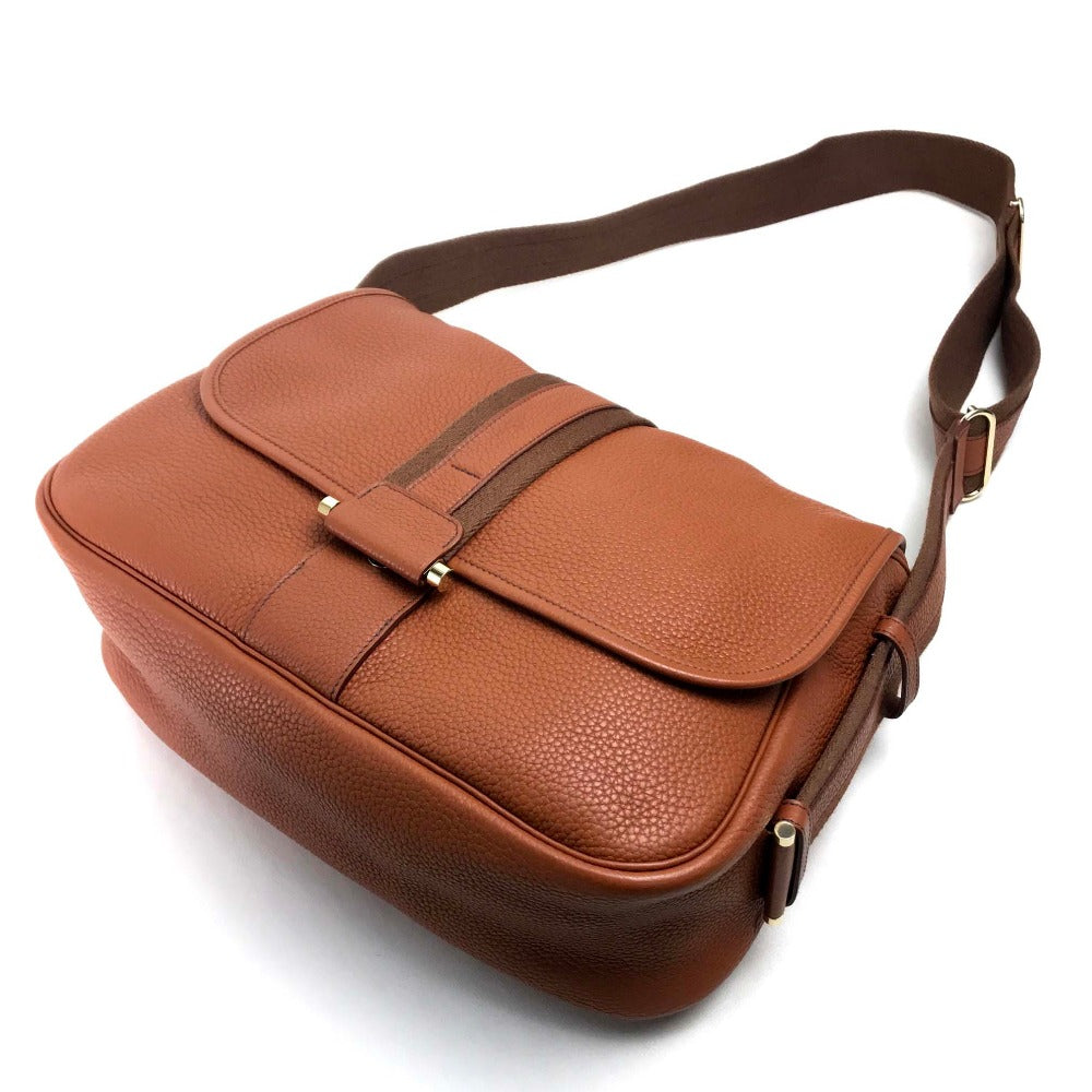 HERMES Boullang Shoulder Bag, Taurillon Clemence Leather, Brown, Women's