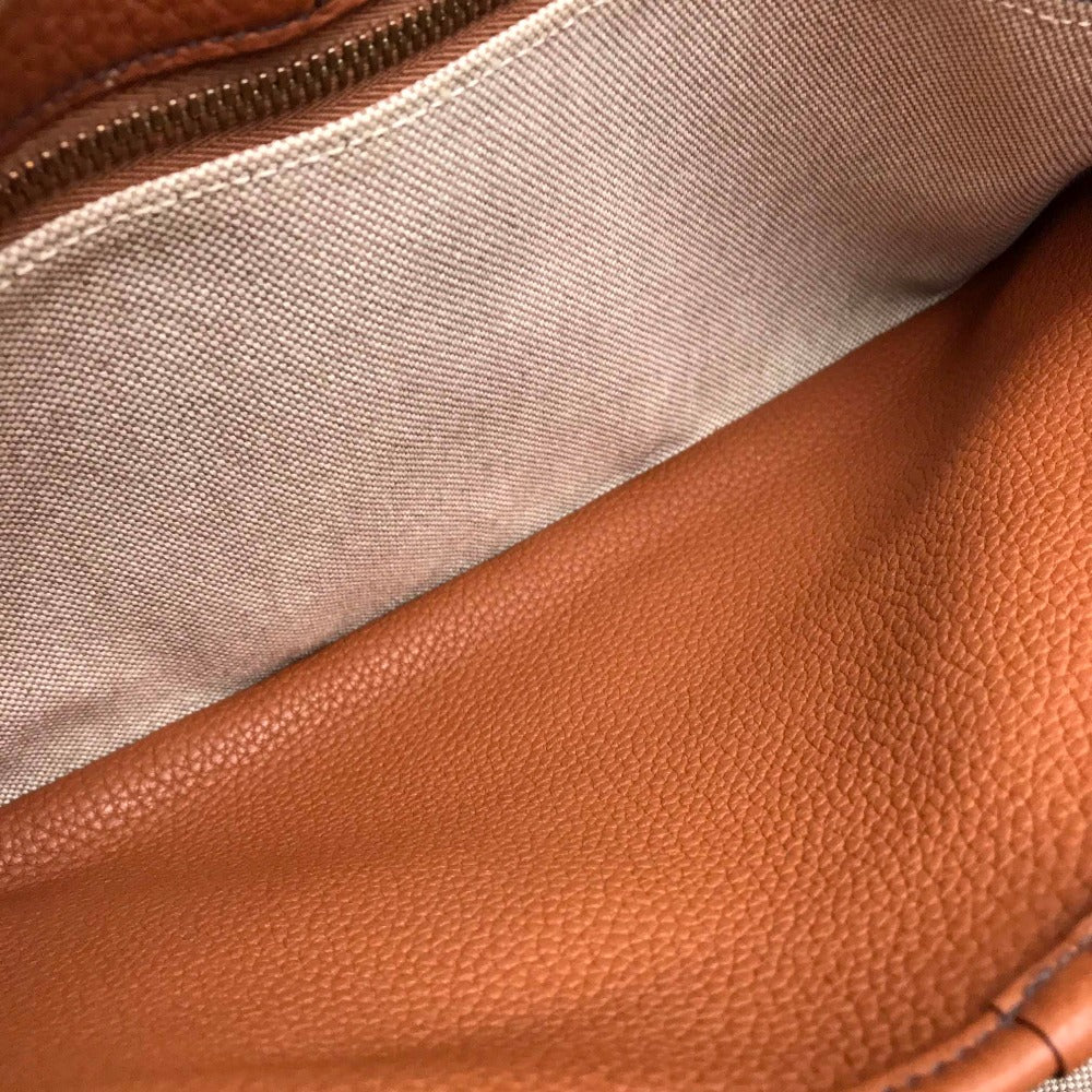 HERMES Boullang Shoulder Bag, Taurillon Clemence Leather, Brown, Women's