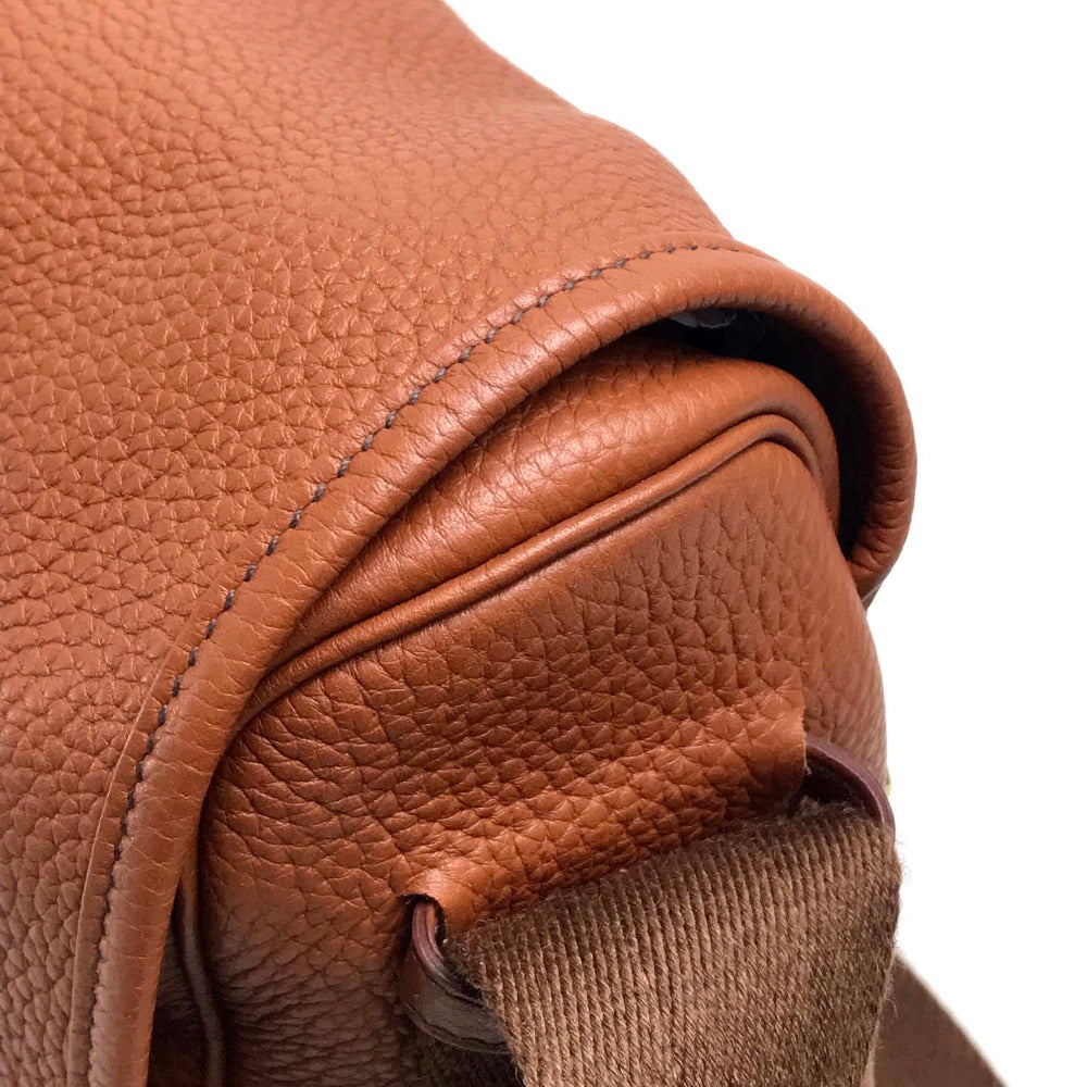 HERMES Boullang Shoulder Bag, Taurillon Clemence Leather, Brown, Women's