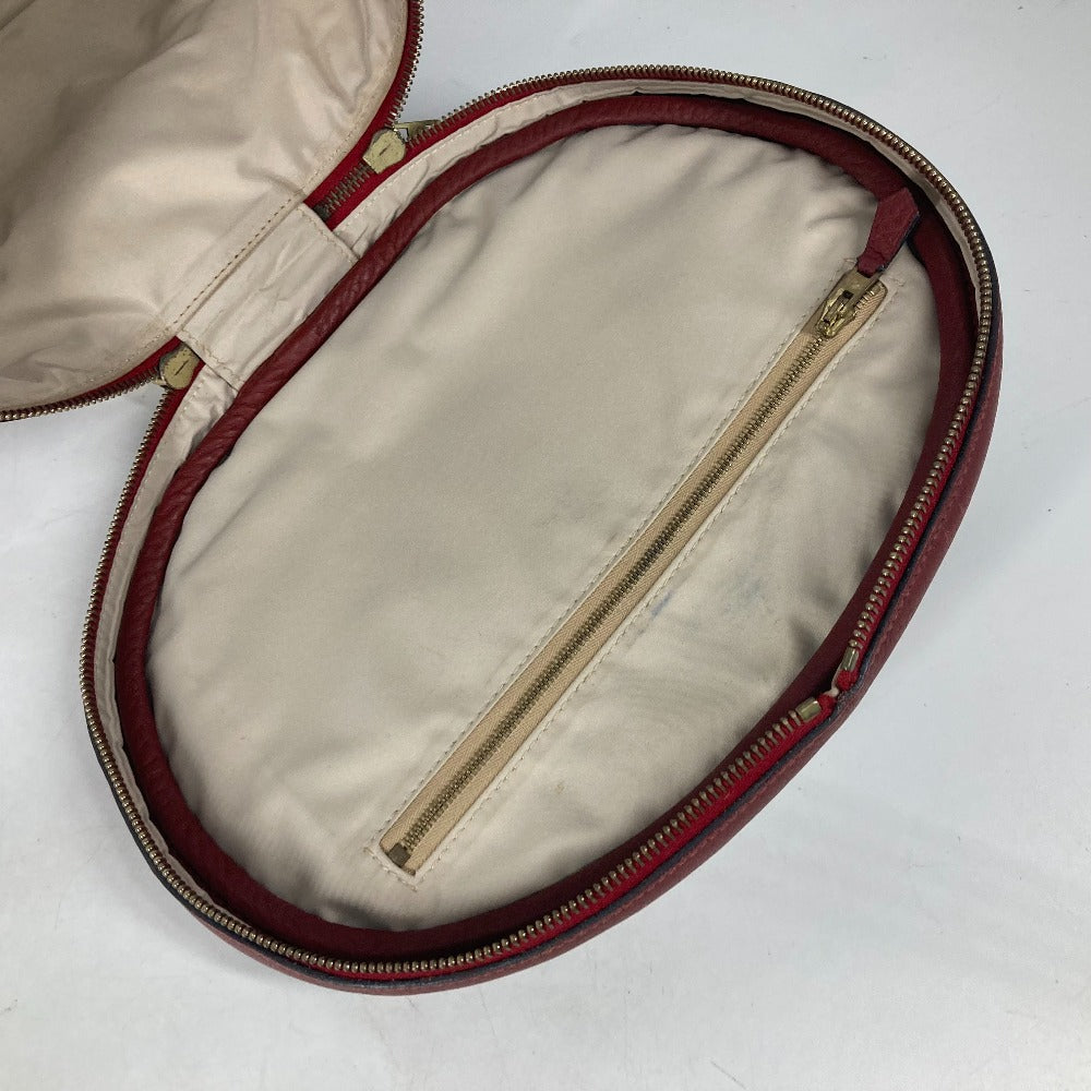 HERMES シティ バニティバッグ ハンドバッグ レザー レディース レッド