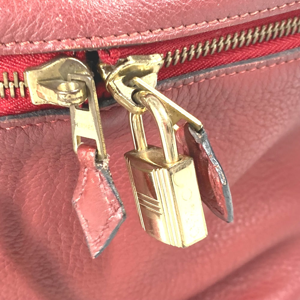 HERMES シティ バニティバッグ ハンドバッグ レザー レディース レッド
