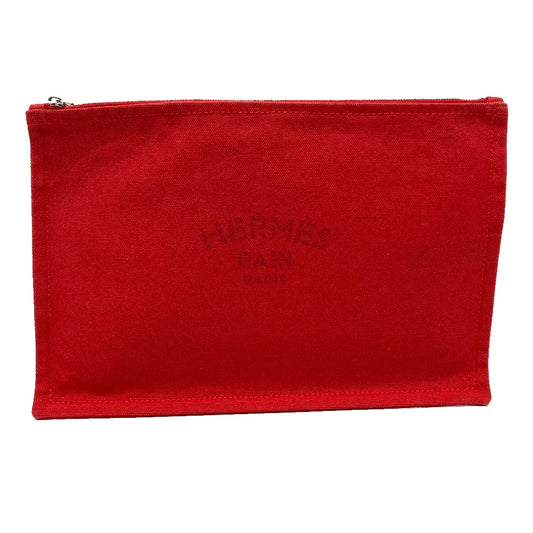 HERMES フラット ファスナー ヨッティングGM ヨッティング GM マルチポーチ ポーチ コットン ユニセックス レッド