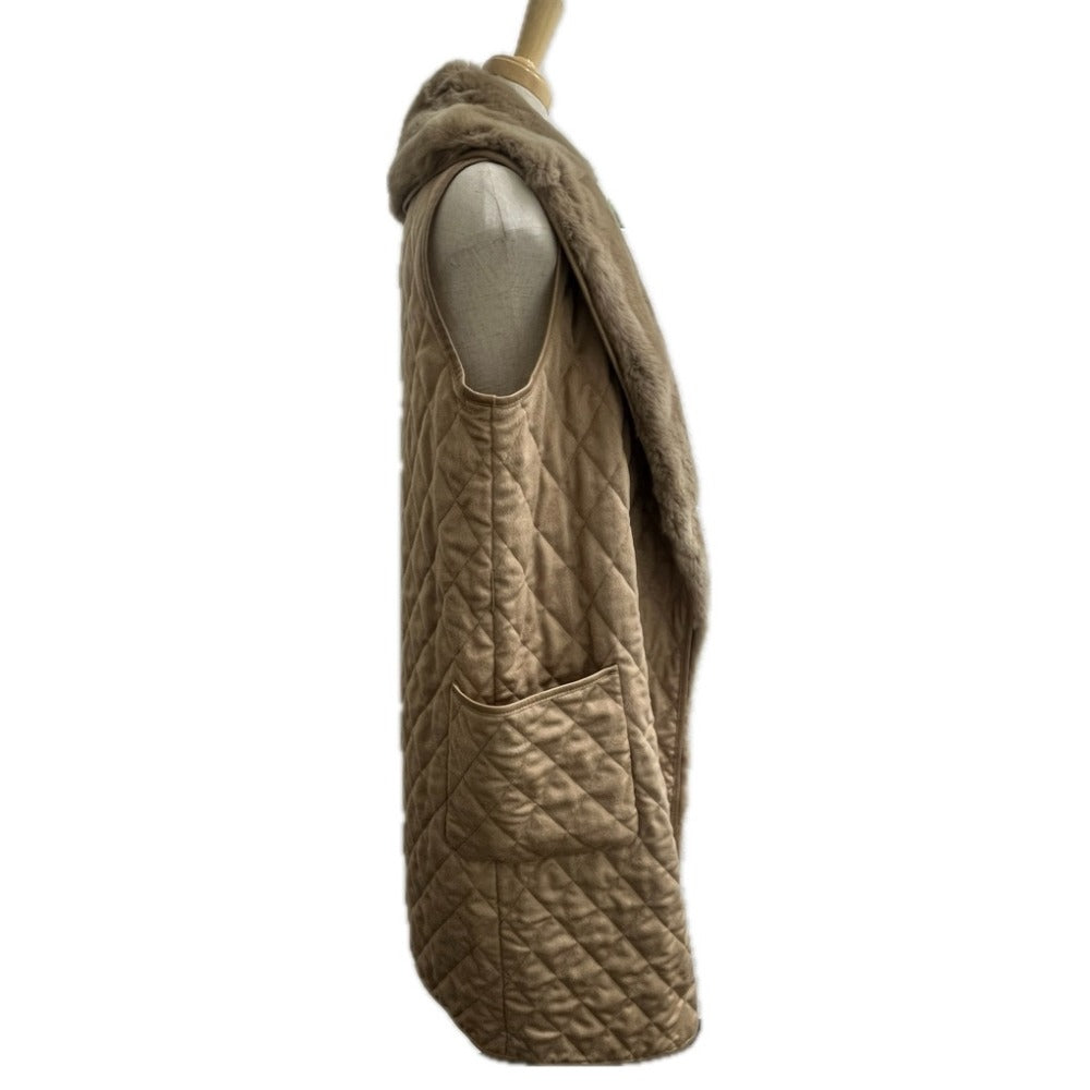 MAX MARA 11560153 Women's Brown Camel Vest with Fur Detail, Polyester