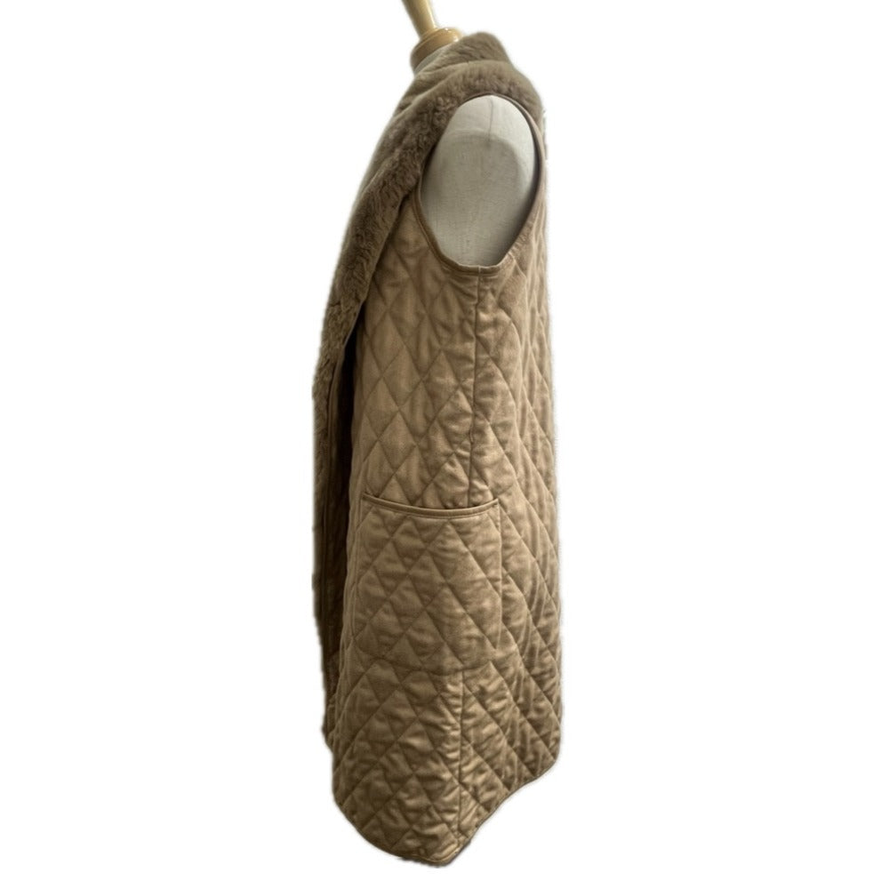 MAX MARA 11560153 Women's Brown Camel Vest with Fur Detail, Polyester