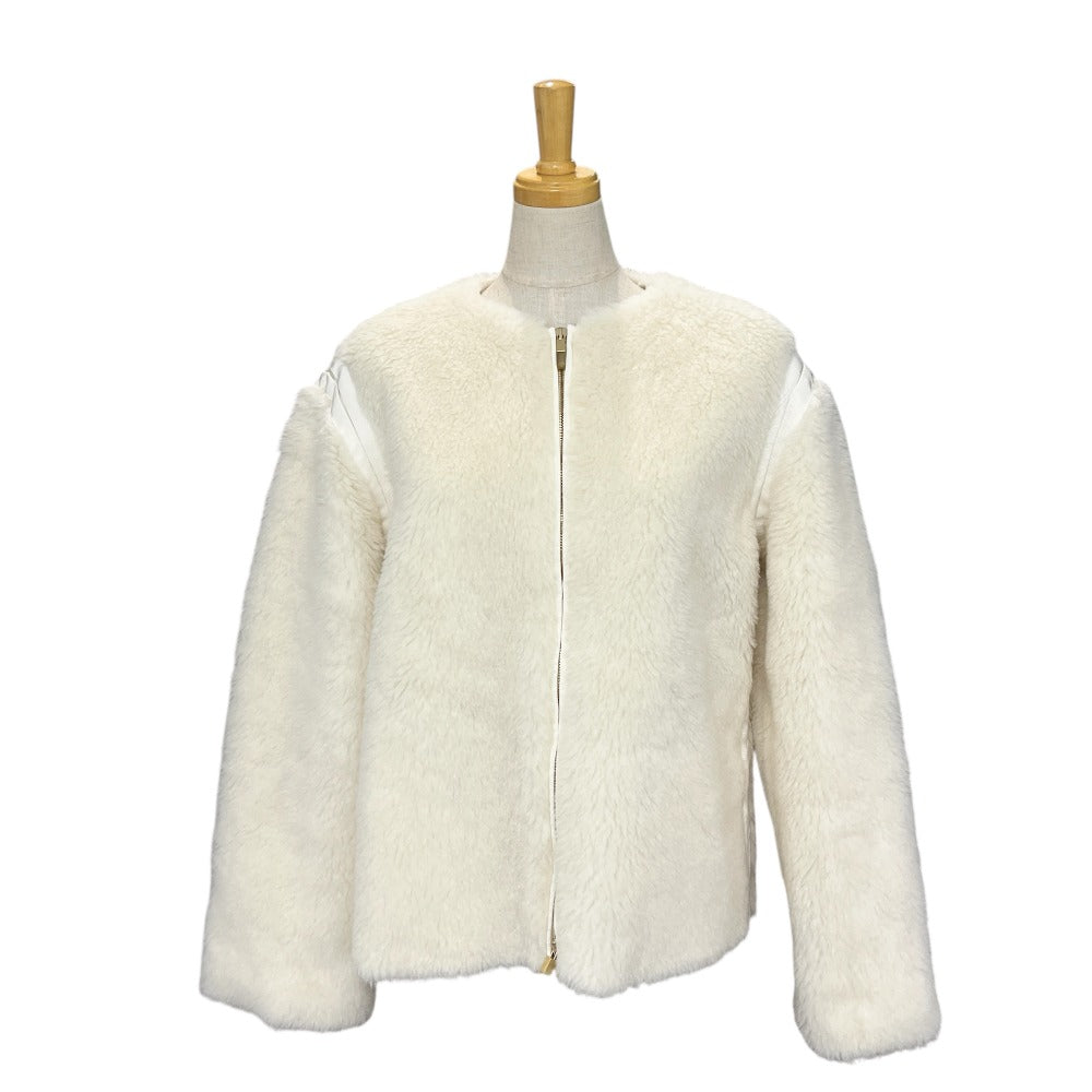 MAX MARA 24110810216 Teddy Bear Zip-Up Jacket in Alpaca, Women's White