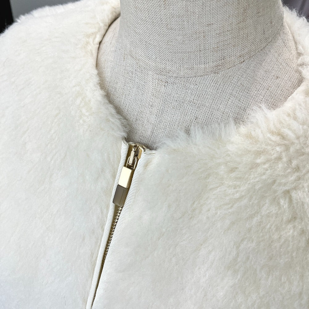 MAX MARA 24110810216 Teddy Bear Zip-Up Jacket in Alpaca, Women's White