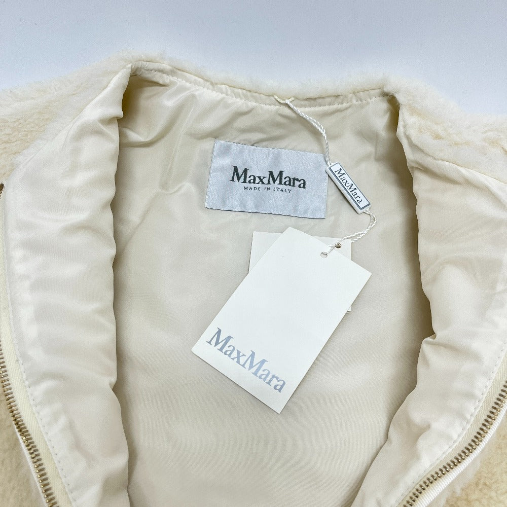 MAX MARA 24110810216 Teddy Bear Zip-Up Jacket in Alpaca, Women's White