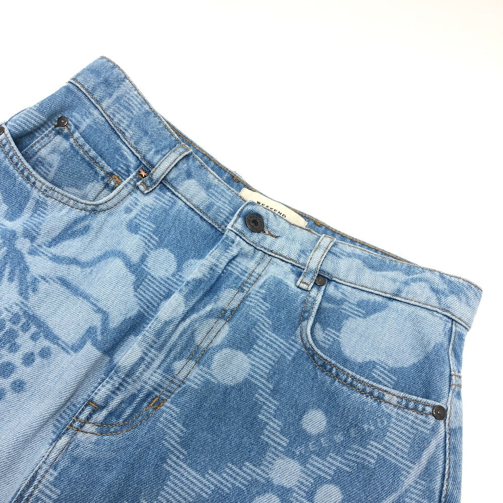 MAX MARA 23510601396 Weekend Hibiscus pattern Midi-length denim skirt cotton blue Used