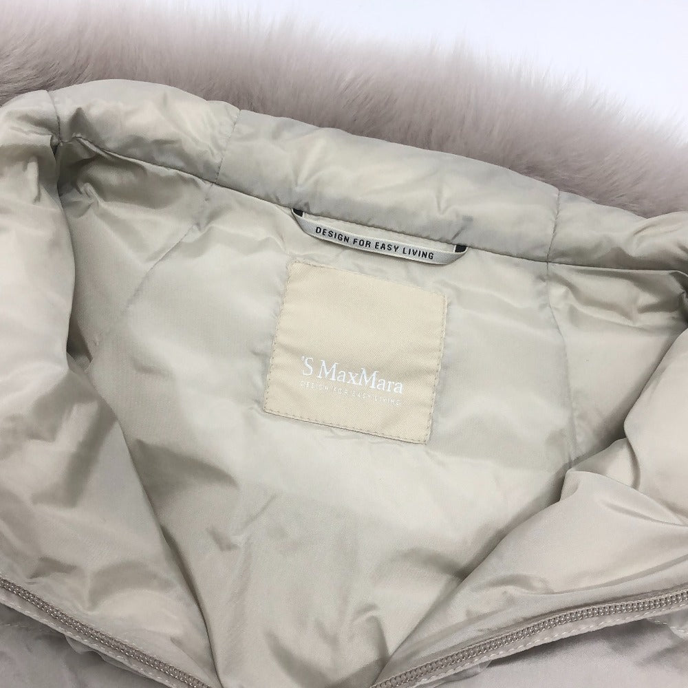 MAX MARA S Max Mara Apparel Outerwear Fur Hooded Down vest Nylon Beige Used