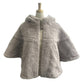 MAX MARA 25247361926 Petalo Teddy Bear Cape, Hooded Poncho, Alpaca, Women's, Gray-Beige