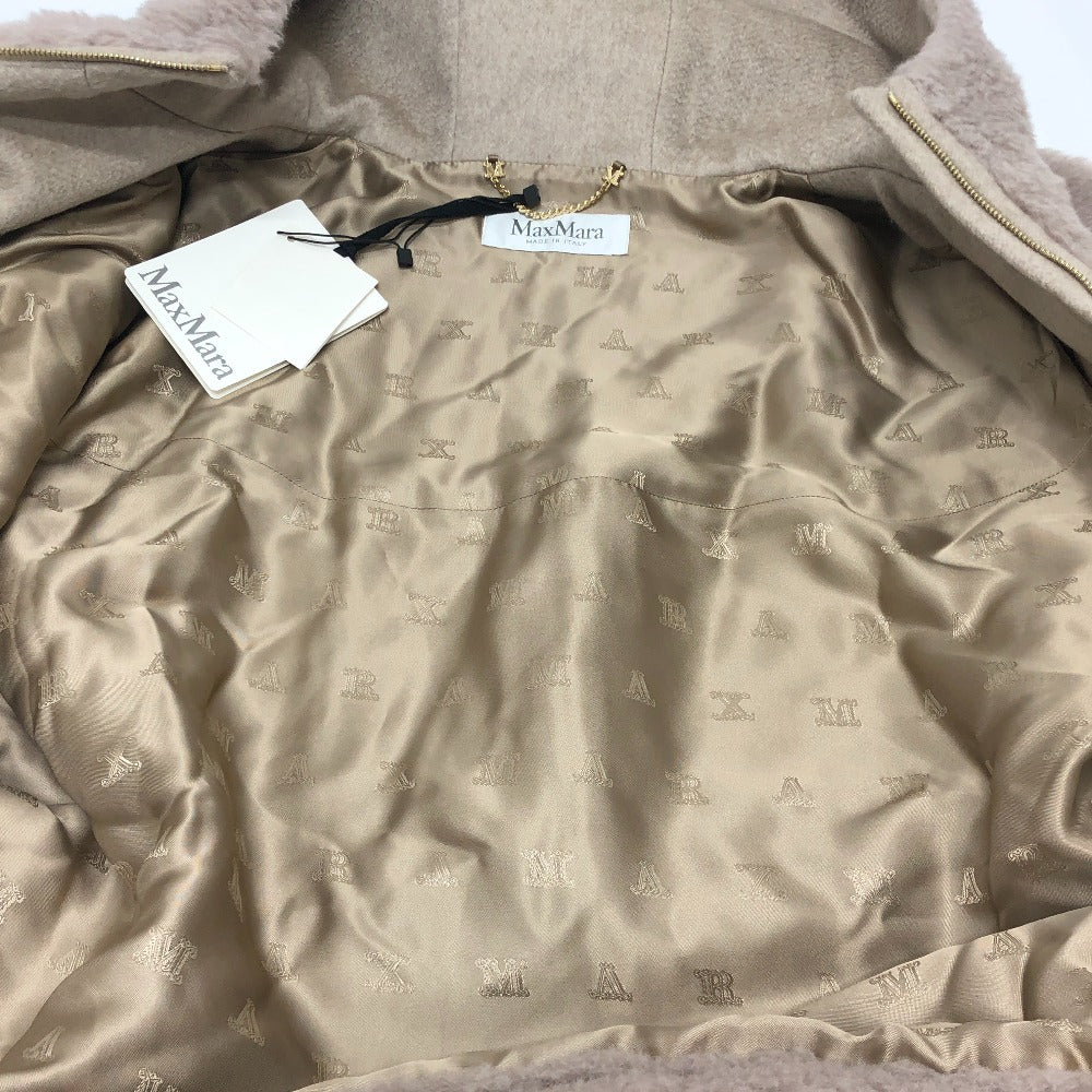 MAX MARA 25247361926 Petalo Teddy Bear Cape, Hooded Poncho, Alpaca, Women's, Gray-Beige