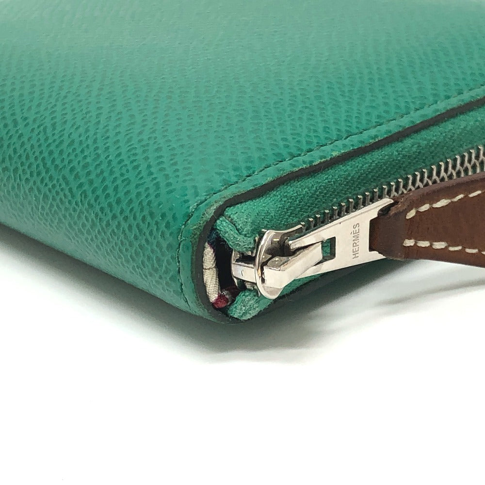 HERMES アザップコンパクト･シルクイン ラウンド コンパクトウォレット 2つ折り財布 ヴォーエプソン レディース ヴェールジェイド グリーン