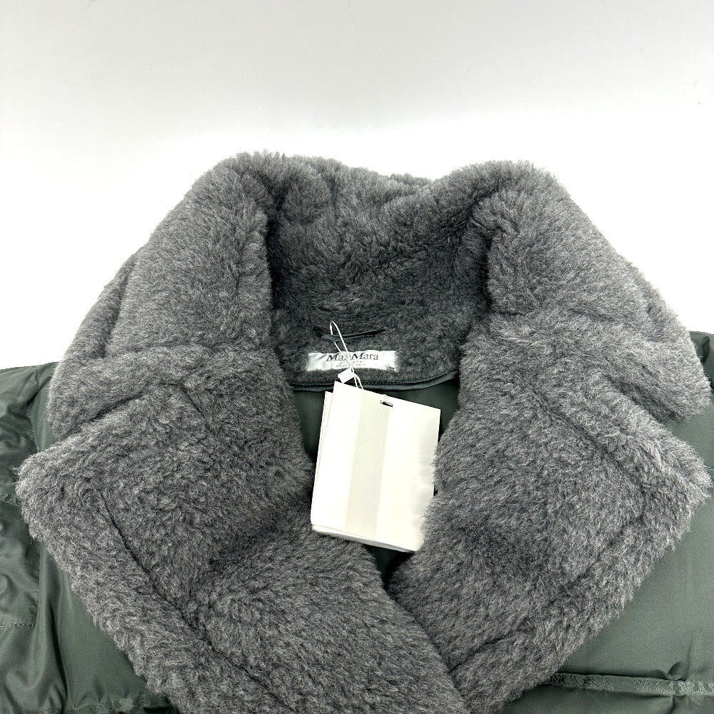 MAX MARA 149603266 Women's FRISIA Teddy Long Coat with QR Code, Fur and Down, Polyester, Dark Gray