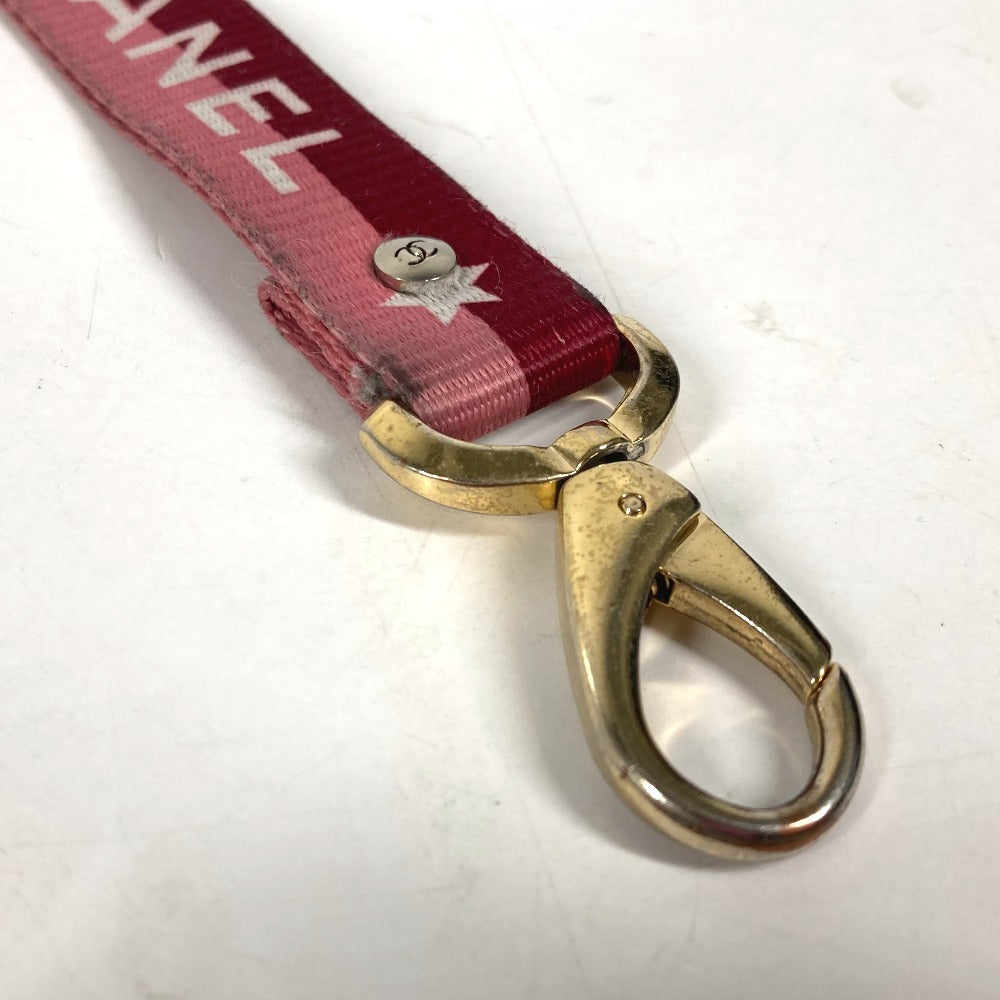 CHANEL 01P ロゴ ネックストラップ アクセサリー ストラップ キャンバス レディース ピンク