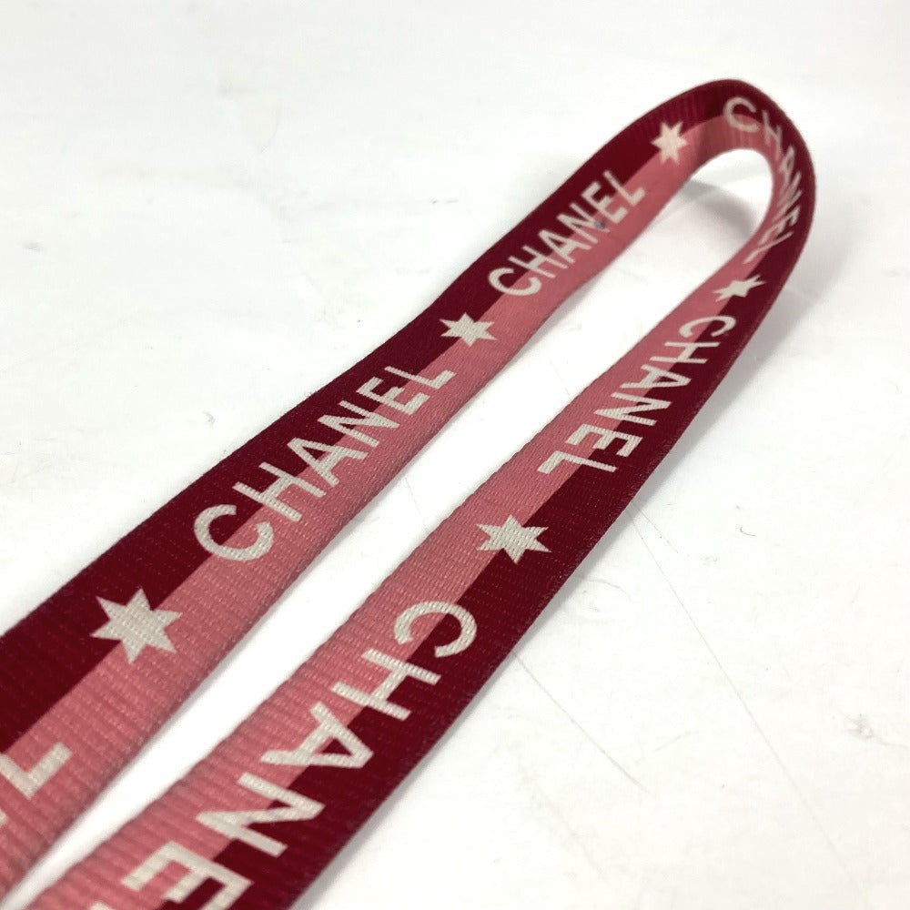 CHANEL 01P ロゴ ネックストラップ アクセサリー ストラップ キャンバス レディース ピンク