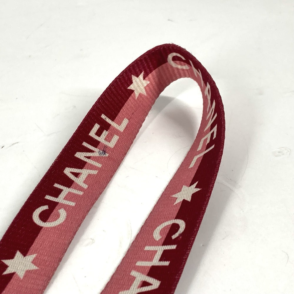 CHANEL 01P ロゴ ネックストラップ アクセサリー ストラップ キャンバス レディース ピンク