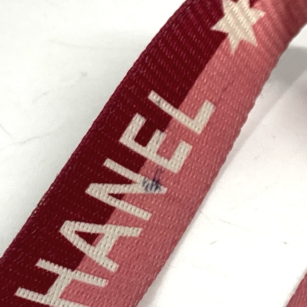 CHANEL 01P ロゴ ネックストラップ アクセサリー ストラップ キャンバス レディース ピンク