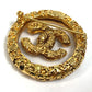 CHANEL Coco Mark Clear Lava Circle Pin Brooch 93A, Metal, Women's, Gold