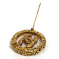 CHANEL Coco Mark Clear Lava Circle Pin Brooch 93A, Metal, Women's, Gold