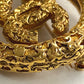 CHANEL Coco Mark Clear Lava Circle Pin Brooch 93A, Metal, Women's, Gold