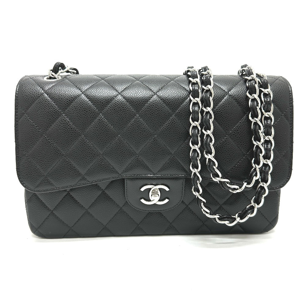 CHANEL A58600 CC ココマーク ロゴ デカマトラッセ30 Wフラップ デカマト チェーンバッグ カバン 斜め掛け Wチェーン ショルダーバッグ キャビアスキン レディース ブラック