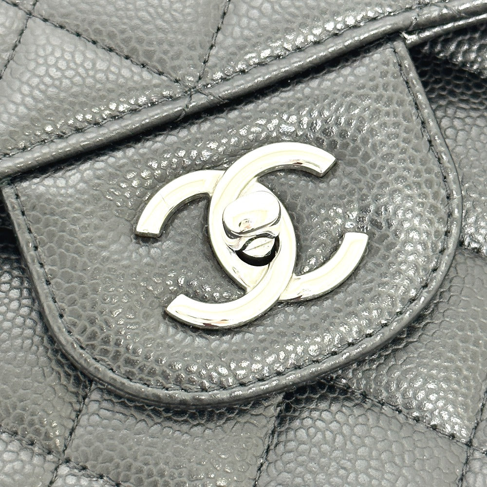 CHANEL A58600 CC ココマーク ロゴ デカマトラッセ30 Wフラップ デカマト チェーンバッグ カバン 斜め掛け Wチェーン ショルダーバッグ キャビアスキン レディース ブラック