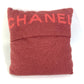 CHANEL インテリア ピロー 枕 ロゴ ニット クッション ウール レディース レッド