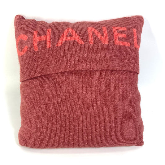CHANEL インテリア ピロー 枕 ロゴ ニット クッション ウール レディース レッド
