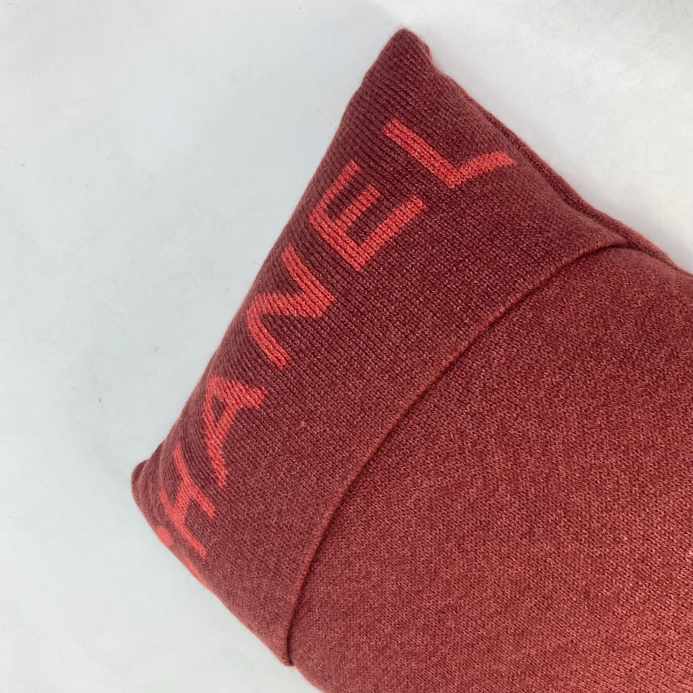 CHANEL インテリア ピロー 枕 ロゴ ニット クッション ウール レディース レッド