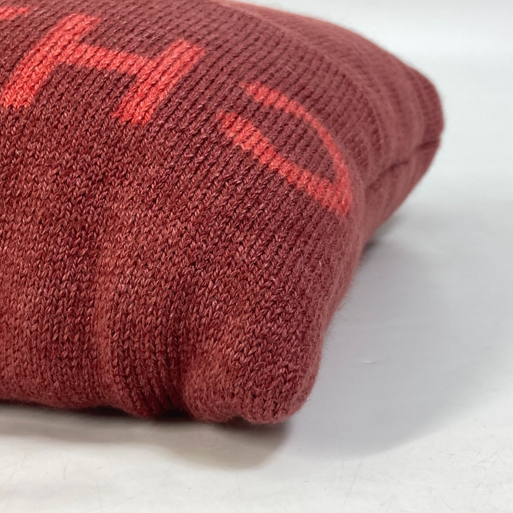 CHANEL インテリア ピロー 枕 ロゴ ニット クッション ウール レディース レッド