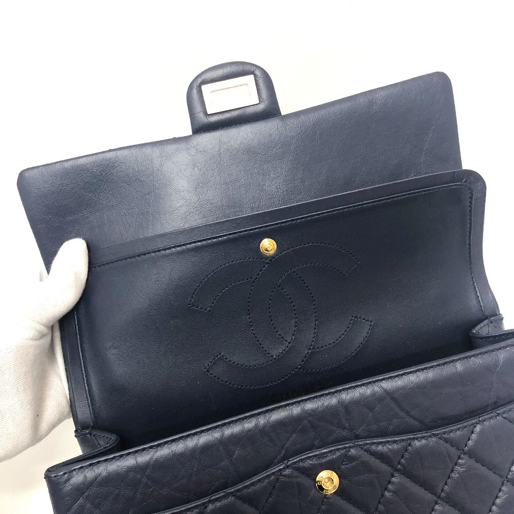 CHANEL マトラッセ マトラッセ ダブルフラップ 2.55金具 カバン 肩掛けバッグ 斜め掛けバッグ ショルダーバッグ レザー レディース ネイビー