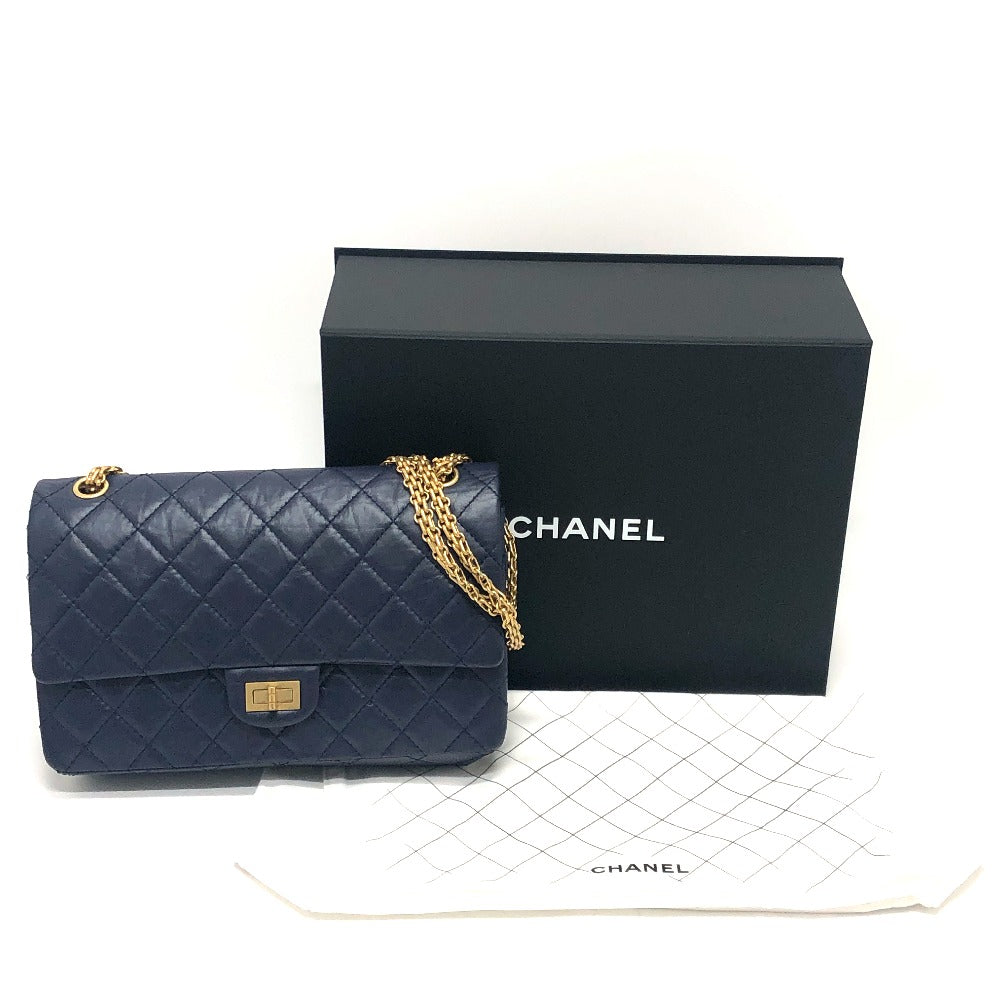CHANEL マトラッセ マトラッセ ダブルフラップ 2.55金具 カバン 肩掛けバッグ 斜め掛けバッグ ショルダーバッグ レザー レディース ネイビー